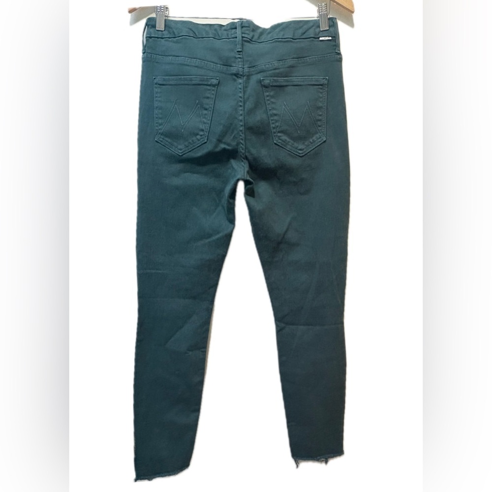 MOTHER Teal Wash Green Skinny high waisted looker ankle fray size 29